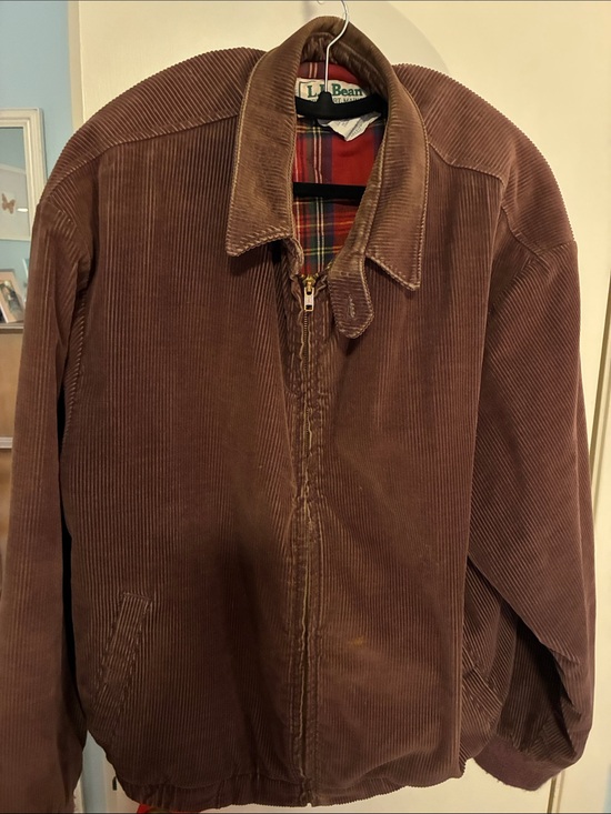 L.L. Bean Other - L.L. Bean Brown Corduroy Bomber Jacket with Plaid Lining
